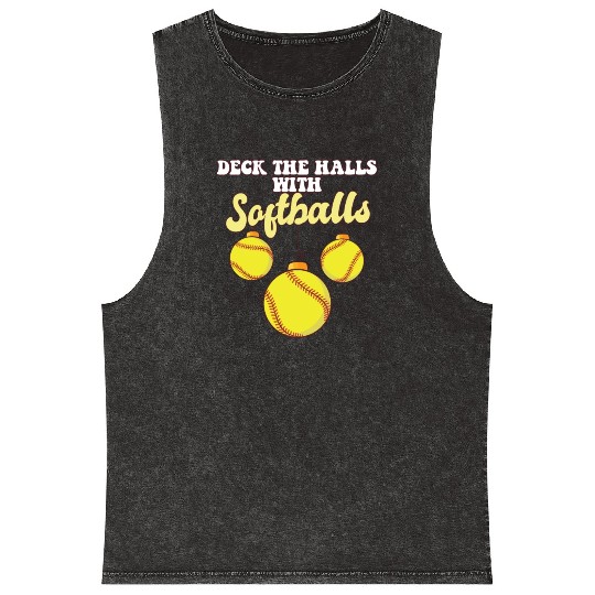 Softball Player Catcher Christmas Balls Deck The Mineral Wash Tank Tops