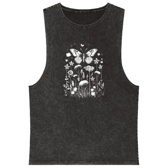 Fairycore cottagecore aesthetic grunge flowers Mineral Wash Tank Tops