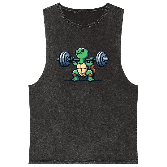 Turtle squats funny gym Mineral Wash Tank Tops