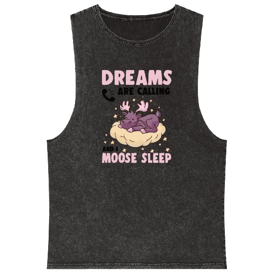 Dreams Are Calling Youth Cute Moose Mineral Wash Tank Tops