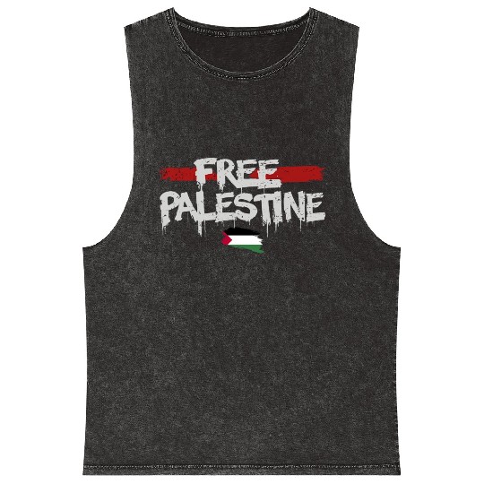 graffiti free palestine Mineral Wash Tank Tops