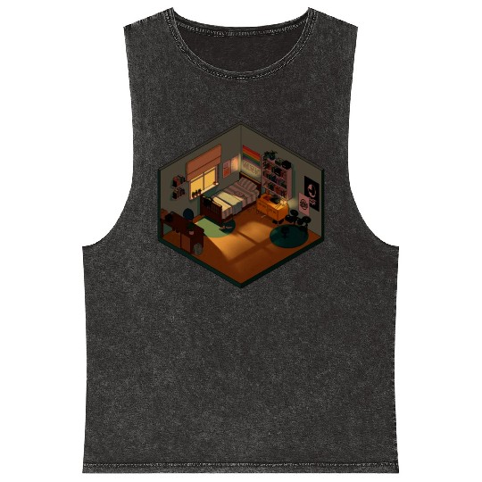 Heartstopper isometric bedroom Mineral Wash Tank Tops