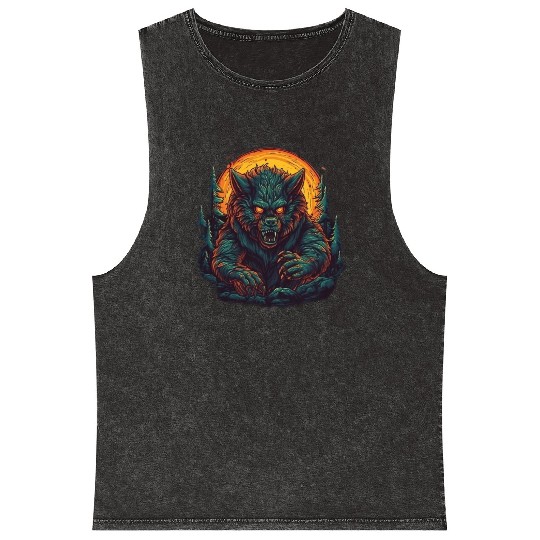 A mythical creature Werewolf Mineral Wash Tank Tops