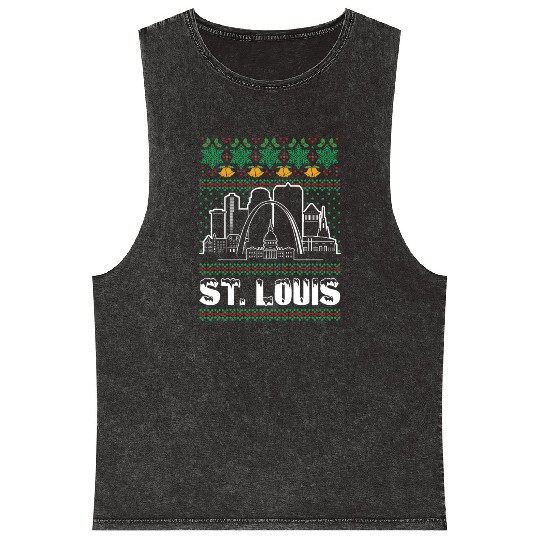 St. Louis Missouri Ugly Christmas Mineral Wash Tank Tops