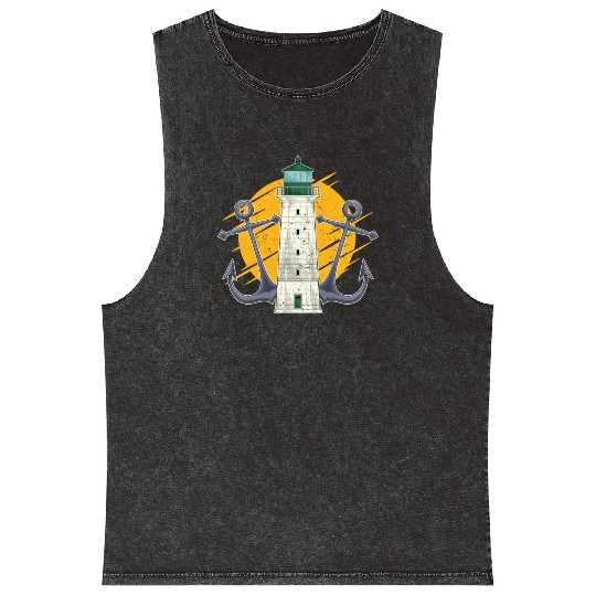 Full moon ship anchor gift lighthouse Mineral Wash Tank Tops