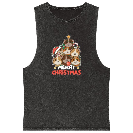 Guinea Pig Christmas Tree Merry Christmas Mineral Wash Tank Tops