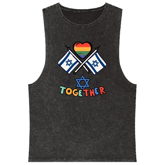 LGBTQ community STANDS WITH ISRAEL Mineral Wash Tank Tops