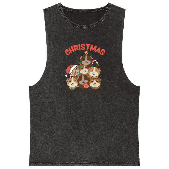 Guinea Pig Christmas Tree Christmas Squad Mineral Wash Tank Tops