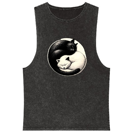 Yin and yang cats sleeping Mineral Wash Tank Tops