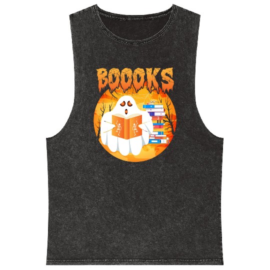 Ghost Is Halloween Teacher Mineral Wash Tank Tops