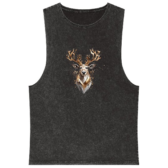 Glam Christmas Reindeer Mineral Wash Tank Tops