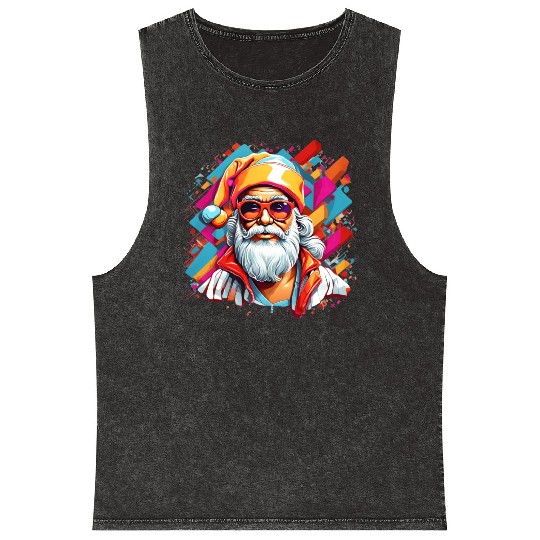 Y2K Santa Claus Mineral Wash Tank Tops