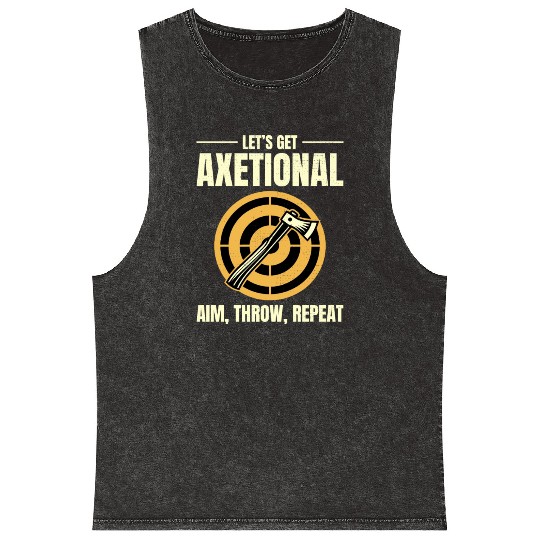 Axetional Axe Throwing Bullseye Aim Throw Repeat Mineral Wash Tank Tops