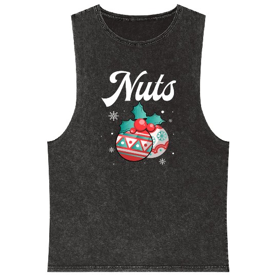 Christmas Nuts Santa Snowflakes Candy Canes Winter Mineral Wash Tank Tops