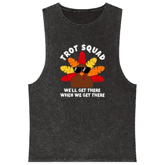 Turkey Trot Squad Race Funny Thanksgiving Running Mineral Wash Tank Tops