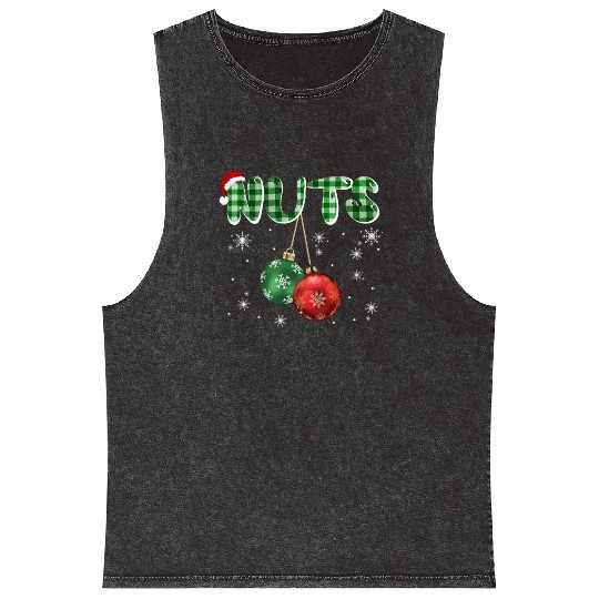 Chest Nuts Christmas Funny Couple Matching Mineral Wash Tank Tops
