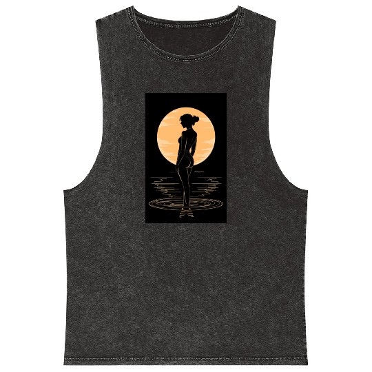 Elegance Redefined: Black and Gold Collection Mineral Wash Tank Tops