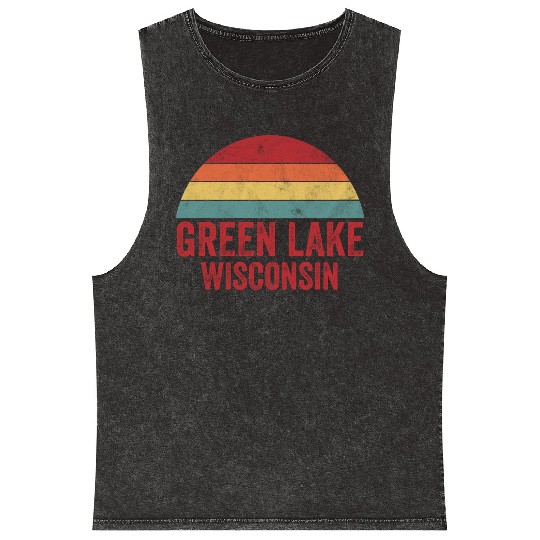 Vintage Green Lake Wisconsin Mineral Wash Tank Tops