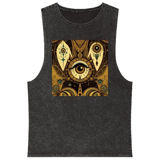 Abstract New Age 1920s Steampunk Design Mineral Wash Tank Tops