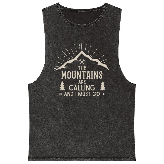 The Mountains are calling Hiking Climbing Nature Mineral Wash Tank Tops