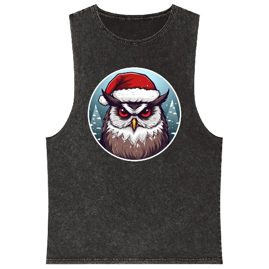 Christmas owl Mineral Wash Tank Tops