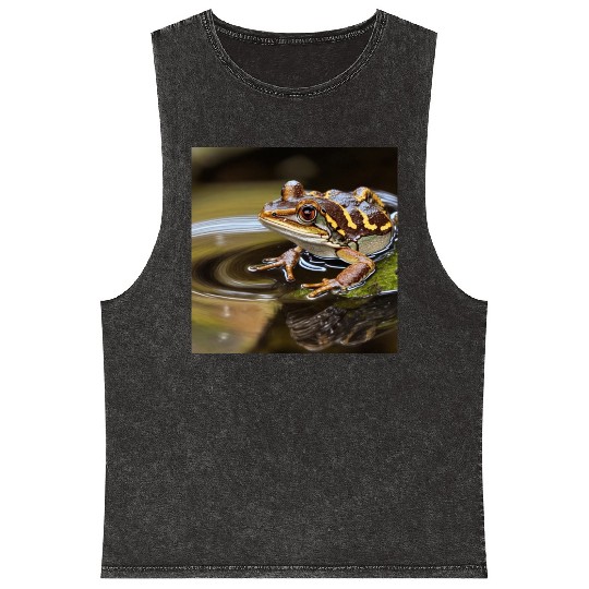 Rain frog" cute crazy leopard frog Mineral Wash Tank Tops