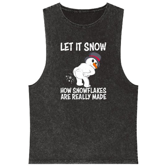 Snowman Let it Snow Winter Time Snowmen Mineral Wash Tank Tops