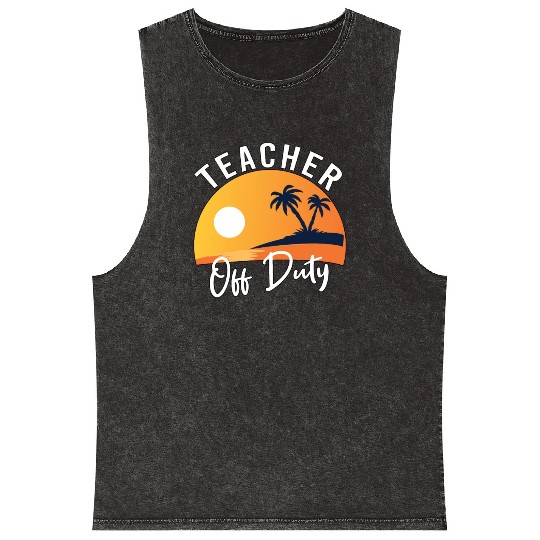 Teacher off Duty-Yellow Mineral Wash Tank Tops