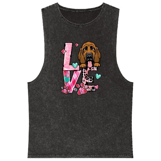 Bloodhound Dog I Love My Dog Valentines Day Mineral Wash Tank Tops