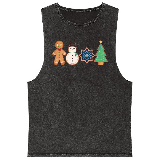 Christmas Gingerbread Cookie Mineral Wash Tank Tops