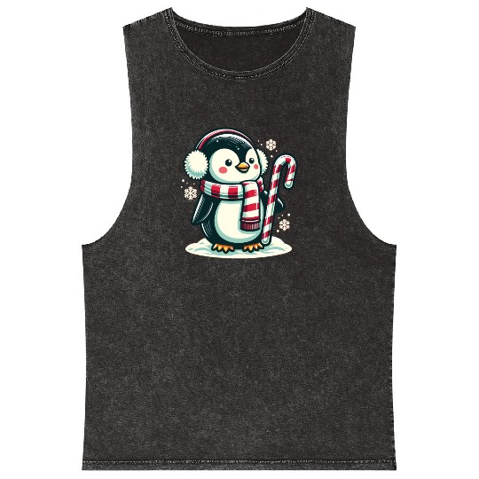 Penguin Christmas Animals Cute Penguins Mineral Wash Tank Tops
