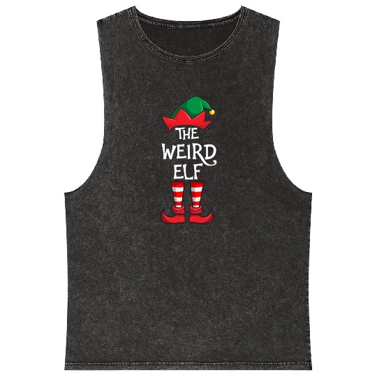 Weird Elf Matching Family Christmas Mineral Wash Tank Tops