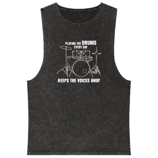 Drummer Drumset Drumsticks Drum Drums Mineral Wash Tank Tops
