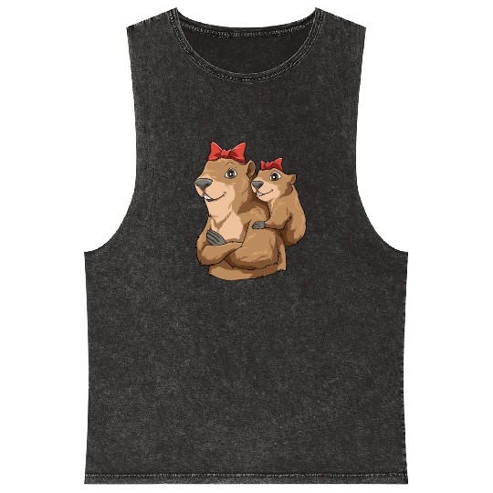 Groundhog Marmot Mom for a Marmot lover groundhog Mineral Wash Tank Tops