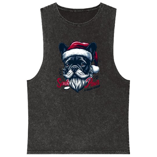 SANTA PAWS IS COMING TO TOWN Mineral Wash Tank Tops