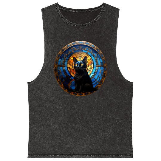Bombay cat in stained glass Mineral Wash Tank Tops