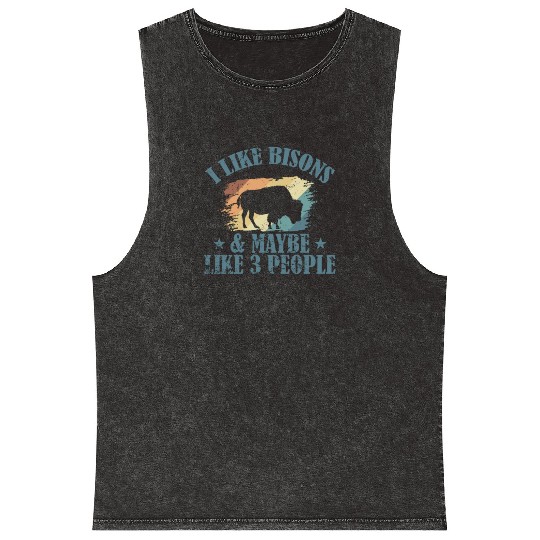 I Like Bisons and Maybe Like 3 People Mineral Wash Tank Tops