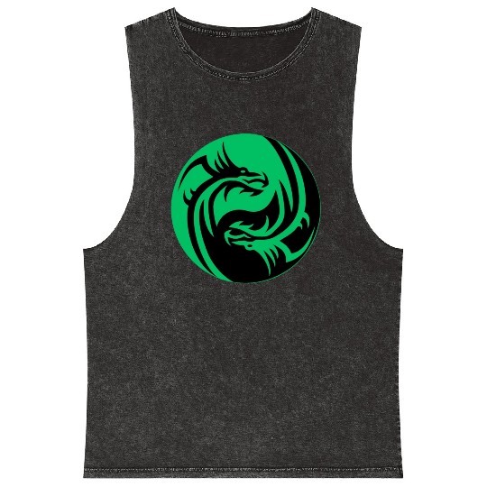 tow Dragonball in circle green and black Mineral Wash Tank Tops