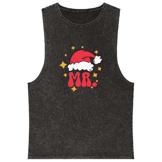 Mr And Mrs Claus Christmas Couples Matching Pajama Mineral Wash Tank Tops