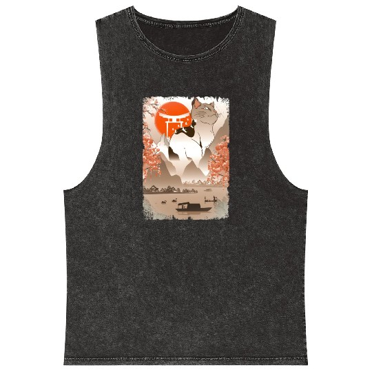 001867 Japanese Cat Mountain Fisher Lake Mineral Wash Tank Tops