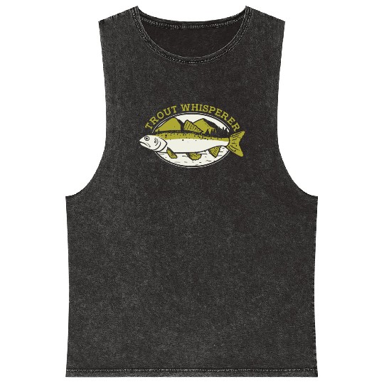 Trout Whisperer Boat Ice Fisherman Deep Sea Fly Mineral Wash Tank Tops
