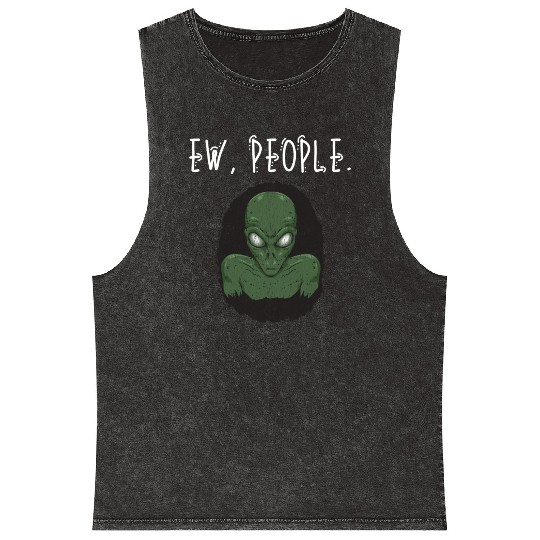 Ew People Scary Alien Shape Mineral Wash Tank Tops