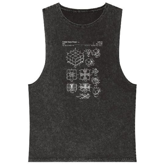 Rubiks Cube Patent Mineral Wash Tank Tops