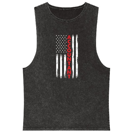 Patriotic US Flag Accountant Funny Accountant Gift Mineral Wash Tank Tops