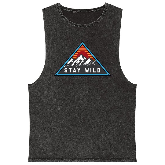 Stay Wild Mountain Design - Embrace Adventure Mineral Wash Tank Tops