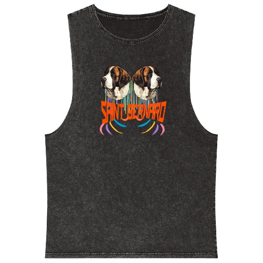 Saint Bernard Dog Dad - Saint Bernard Dad b Mineral Wash Tank Tops