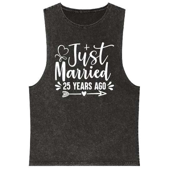 Just Married 25 Years Ago 25Th Wedding Anniversary Mineral Wash Tank Tops