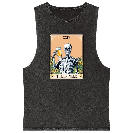 Funny Tarot Card Craft Beer Alcohol Mineral Wash Tank Tops