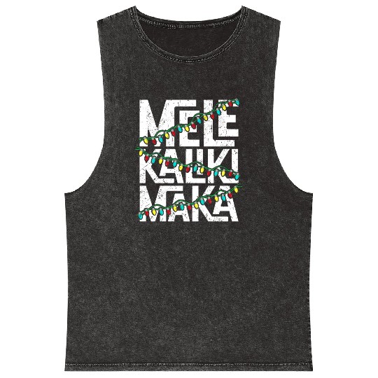 Mele Kalikimaka Hawaiian Christmas Holidays Themed Mineral Wash Tank Tops