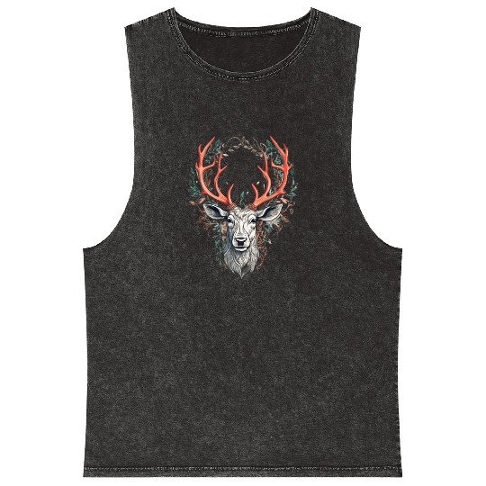 Silent Elegance Reindeer Mineral Wash Tank Tops